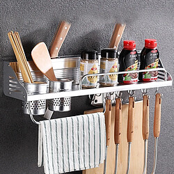 Wewoo 60cm 2 tasses 10 crochets Cuisine multi-fonctions Support de rangement pour porte-condiments en plastique sans poinçonnage mural 