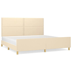 Maison Chic Cadre/structure de lit avec tête de lit pour adulte - Lit Moderne Chambre Crème 200 x 200 cm Tissu -MN89307