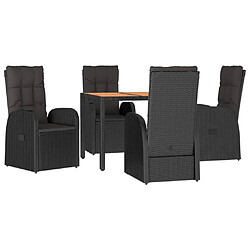 Avis Maison Chic Mobilier à dîner 5 pcs de jardin avec coussins - Ensemble table et chaises d'extérieur - Salon/Mobilier de jardin classique Noir Résine tressée -MN97476