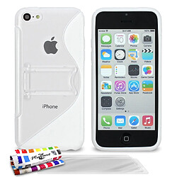 Muzzano Coque + 3 Films APPLE IPHONE 5C ""S Avec Pied"" Blanc Coque Semi-Rigide Ultra-Slim avec pieds avec pied ""le S"" Hybrid Blanc pour APPLE IPHONE 5C + 3 Films de protection ?cran