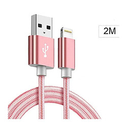 Little Boutik Cable Metal Nylon Renforce Chargeur USB Couleur Rose pour IPhone Longueur 2m Tréssé Compatible IPhone 5s 6 6S 7 8 X Xr Little 