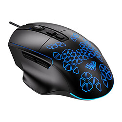 Riffi Aula SF812 rétroéclairage multicolore souris optique de jeu filaire 7 boutons 1200-7200dpi 4000FPS 32 ips noir