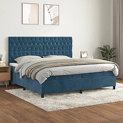 vidaXL Sommier à lattes de lit et matelas Bleu foncé 200x200cm Velours