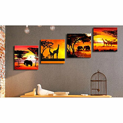 Paris Prix Tableau Imprimé African Animals 4 Panneaux 60x60cm