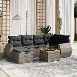 Maison Chic Salon de jardin avec coussins 7 pcs, Ensemble Tables et chaises de jardin, gris résine tressée -GKD913849