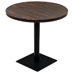 Helloshop26 Table haute mange debout bar bistrot MDF et acier rond 80 cm frêne foncé marron 0902112