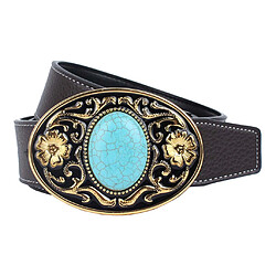 Ceinture Western en Cuir ee Cowboy Avec Boucle à Motif Arabesque Ceinture de Cow-girl - 110-125cm Réglable pas cher