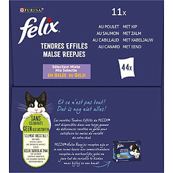 FELIX Tendres Effilés en Gelée Viandes-Poissons - 44 x 85 g - Sachets fraîcheur pour chat adulte