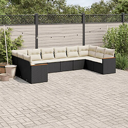 Maison Chic Salon de jardin 10 pcs avec coussins, Ensemble Tables et chaises d'extérieur noir résine tressée -GKD483993