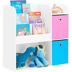 SoBuy KMB37-F Étagère de Rangement pour Livres et Jouets Enfant Bibliothèque Étagère à Livres Meuble de Rangement Multifonctionnel avec 2 Paniers, 89x35x87 cm