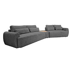 Bestmobilier Mahina - canapé d'angle droit - 5 places avec bout de canapé - convertible avec coffre - en tissu bouclette Mahina - canapé d'angle droit - 5 places avec bout de canapé - convertible avec coffre - en tissu bouclette - Gris foncé