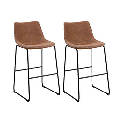 Beliani Tabouret de bar Set de 2 Tissu Marron doré FRANKS 