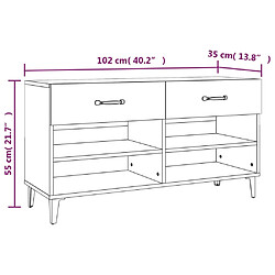 vidaXL Armoire à chaussures Gris béton 102x35x55 cm Bois d'ingénierie pas cher