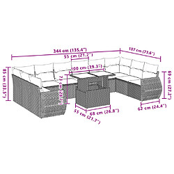 Acheter vidaXL Salon de jardin 11 pcs avec coussins noir résine tressée