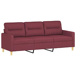 vidaXL Canapé à 3 places Rouge bordeaux 180 cm Tissu