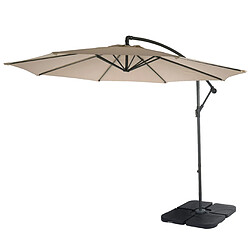 Decoshop26 Parasol déporté protection solaire Ø 3m inclinable polyester/acier 11kg beige sable avec support 04_0000947 