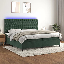 vidaXL Sommier à lattes de lit matelas et LED Vert foncé 200x200 cm