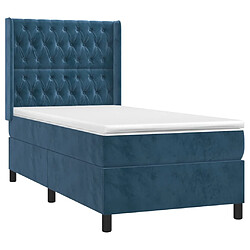 Avis Maison Chic Lit Adulte - Lit simple Lit à sommier tapissier avec matelas moelleux - Meuble de Chambre - Bleu foncé 100x200 cm -MN12144