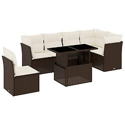 vidaXL Salon de jardin avec coussins 7 pcs marron résine tressée