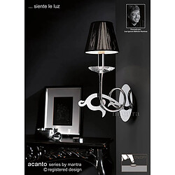 Luminaire Center Applique murale Acanto avec interrupteur 1 Ampoule E14, chrome poli avec Abat jour noir