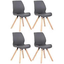 Decoshop26 Lot de 4 chaises de salle à manger design scandinave en PVC gris et pieds en bois clair 10_0001848