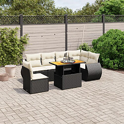 Maison Chic Ensemble Tables et chaises d'extérieur 7pcs avec coussins,Salon de jardin noir résine tressée -GKD695539