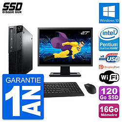 PC Lenovo M81 SFF Ecran 27" Intel G630 RAM 16Go SSD 120Go Windows 10 Wifi - Occasion