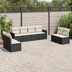 Maison Chic Ensemble Tables et chaises d'extérieur 8 pcs avec coussins,Salon de jardin noir résine tressée -GKD365383