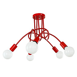 Stoex Luminaire Plafonnier Edison 5 Têtes Metal Fer Industriel Creative Rouge , Lampe de suspension Vintage Luminaire E27 Rétro Salle de Salle à Manger Chambre D'hôtel Accueil Accessoires D'éclairage