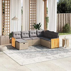 vidaXL Salon de jardin avec coussins 7pcs mélange beige résine tressée