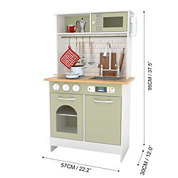 Acheter Teamson Kids Cuisine Enfants Little Chef Boston Dinette En Bois Jeux D'Imitation Cuisine De Jeux Interactive Avec 9 Accessoires Blanche/Verte TD-12679E