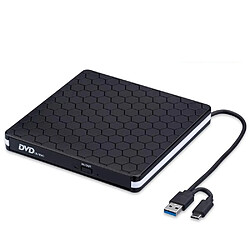 Lecteur DVD Externe, USB 3.0 Type-C CD DVD +/-RW Lecteur Optique USB C Graveur Portable pour PC Ordinateur Portable De Bureau MacBook 