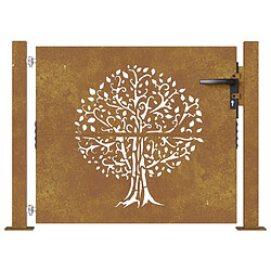 Avis vidaXL Portail de jardin 105x105 cm acier corten conception de l'arbre