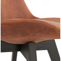 Acheter Alterego Chaise en microfibre brune 'AXEL' avec structure en bois noir