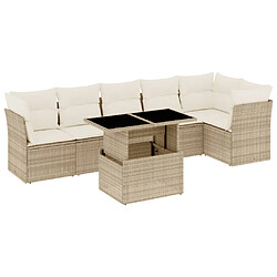 vidaXL Salon de jardin avec coussins 7 pcs beige résine tressée