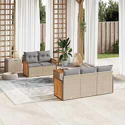 vidaXL Salon de jardin avec coussins 6 pcs beige résine tressée 