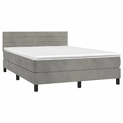 Avis Maison Chic Lit Adulte - Lit simple Lit à sommier tapissier et matelas moelleux - Meuble de Chambre - Gris clair 140x190cm Velours -MN39000