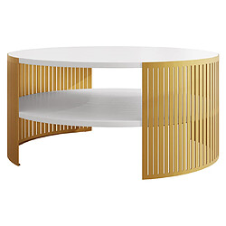 Bestmobilier Cruz - table basse - blanc et doré - 75 cm Cruz - table basse - blanc et doré - 75 cm - Blanc / Doré