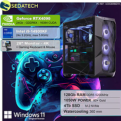 Sedatech Pack PC Gamer Pro • Intel i9-14900KF • RTX4090 • 128 Go DDR5 • 4To SSD M.2 • Windows 11 • Moniteur 28"