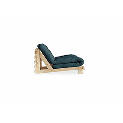 Inside 75 Fauteuil convertible futon ROOTS pin naturel coloris bleu pétrole couchage 90 x 200 cm. pas cher