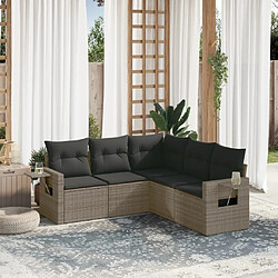 vidaXL Salon de jardin 5 pcs avec coussins gris résine tressée 