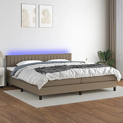 vidaXL Sommier à lattes de lit et matelas et LED Taupe 200x200cm Tissu