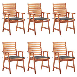 Maison Chic Lot de 6 Chaises à dîner de jardin avec coussins,Fauteuil/Chaises à manger d'extérieur Acacia massif -MN56953