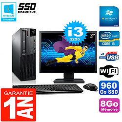 PC Lenovo M92p SFF Ecran 27" Core I3-3220 8Go Disque 960Go SSD Wifi W7 · Occasion 