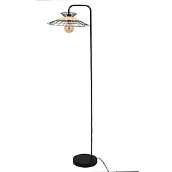 Sampa Helios Lampadaire de salon design Manille 163cm rotin naturel compatible LED Lampadaire Manille en métal noir et rotin naturel, puissance maximale de 40W et un culot d ampoul...