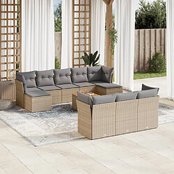 vidaXL Salon de jardin et coussins 11 pcs mélange beige résine tressée