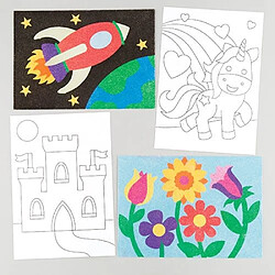 Baker Ross Illustrations en sable coloré à paillettes que les enfants pourront fabriquer - Loisirs créatifs pour enfant (Lot de 8)