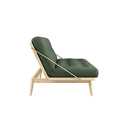 Avis Inside 75 Banquette futon FOLK en pin massif coloris vert olive couchage 130 x 190 cm.