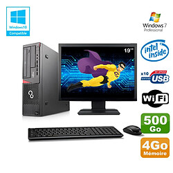 Lot PC Fujitsu E720 E85+ G3220 3GHz 4Go 500Go Graveur WIFI W7 + Ecran 19" - Occasion