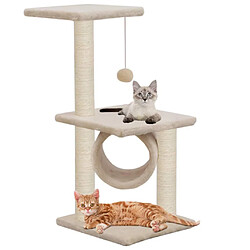 Helloshop26 Arbre à chat griffoir grattoir niche jouet animaux peluché en sisal 65 cm beige 3702217